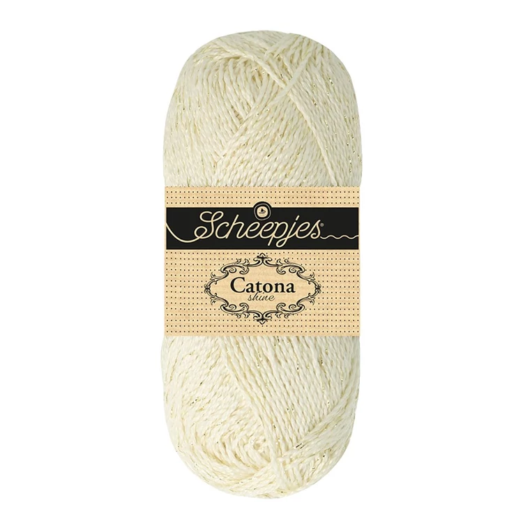 Scheepjes Catona Shine - Bridal White 105 - Gold - pamut fonal