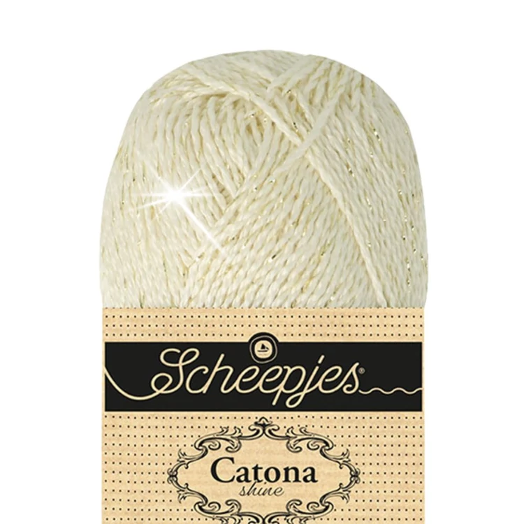 Scheepjes Catona Shine - Bridal White 105 - Gold - pamut fonal