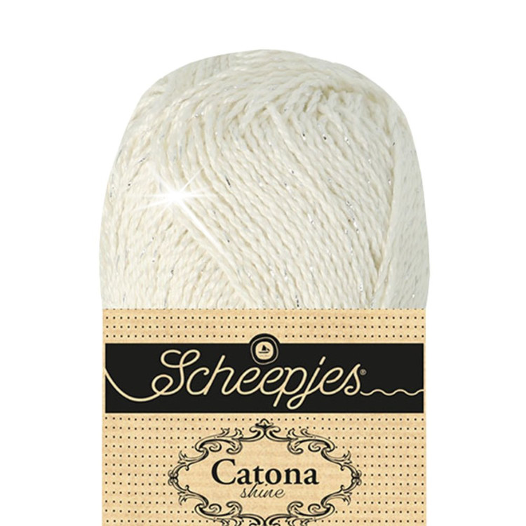 Scheepjes Catona Shine - 105 Bridal White - Ezüst - csillogós pamut fonal Scheepjes Catona Shine - 105 Bridal White - Ezüst - csillogós pamut fonal