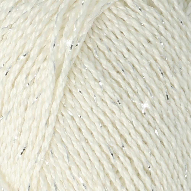 Scheepjes Catona Shine - 105 Bridal White - Ezüst - csillogós pamut fonal Scheepjes Catona Shine - 105 Bridal White - Ezüst - csillogós pamut fonal