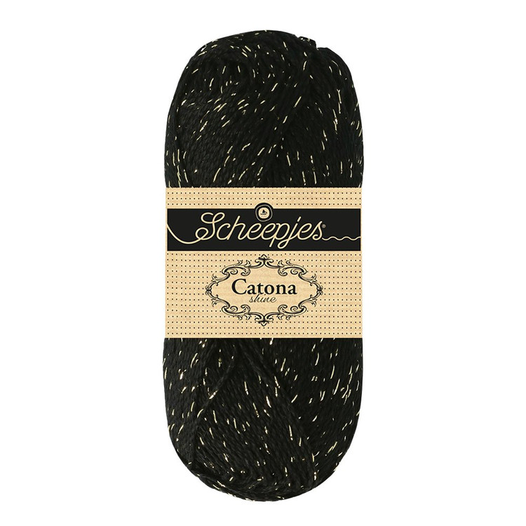 Scheepjes Catona Shine - 110 Jet Black - Arany - csillogós pamut fonal
