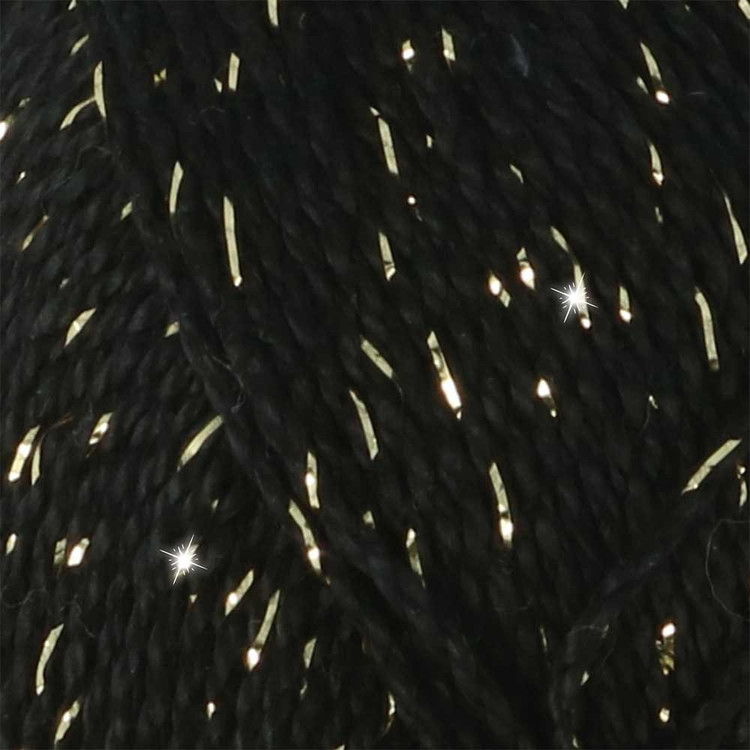 Scheepjes Catona Shine - 110 Jet Black - Arany - csillogós pamut fonal
