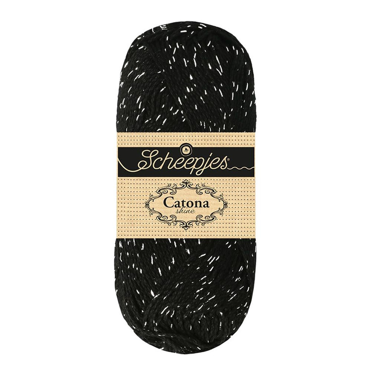 Scheepjes Catona Shine - 110 Jet Black - Ezüst - csillogós pamut fonal