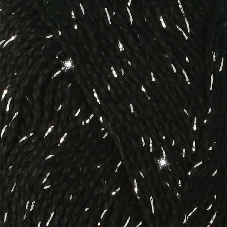 Scheepjes Catona Shine - 110 Jet Black - Silver - fényes pamut fonal