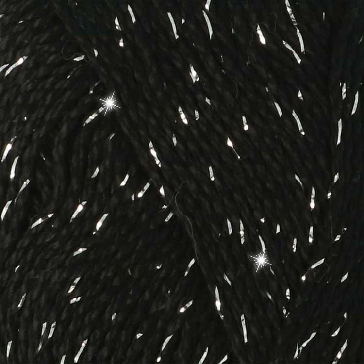 Scheepjes Catona Shine - 110 Jet Black - Ezüst - csillogós pamut fonal