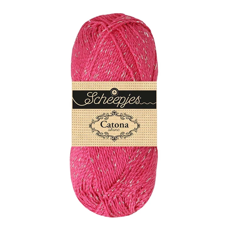 Scheepjes Catona Shine - 114 Shocking Pink - Gold - pamut fonal