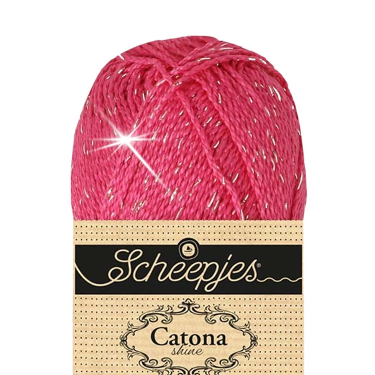 Scheepjes Catona Shine - 114 Shocking Pink - Gold - pamut fonal