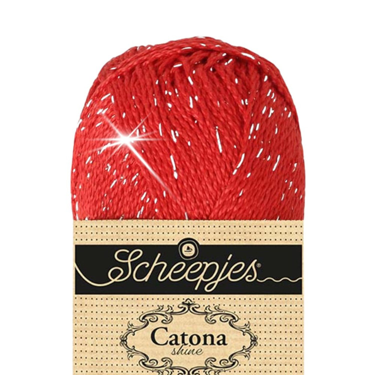 Scheepjes Catona Shine - 115 Hot Red - Ezüst - csillogós pamut fonal Scheepjes Catona Shine - 115 Hot Red - Ezüst - csillogós pamut fonal