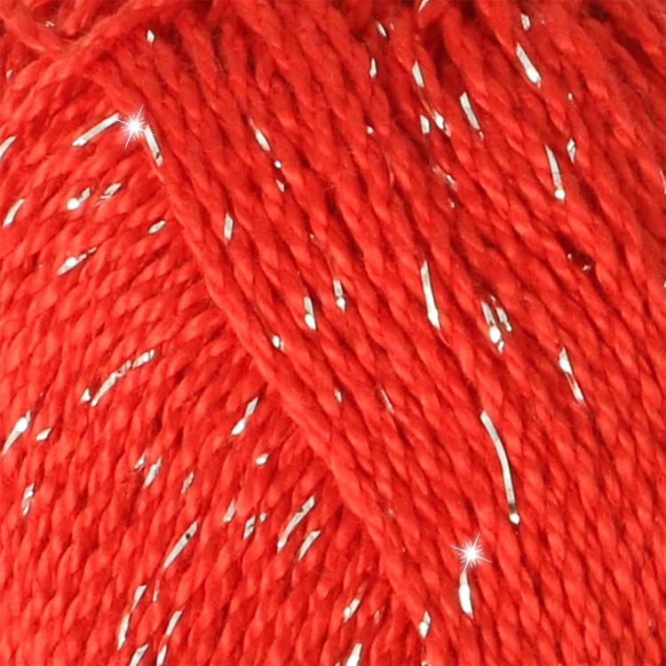 Scheepjes Catona Shine - 115 Hot Red - Ezüst - csillogós pamut fonal Scheepjes Catona Shine - 115 Hot Red - Ezüst - csillogós pamut fonal