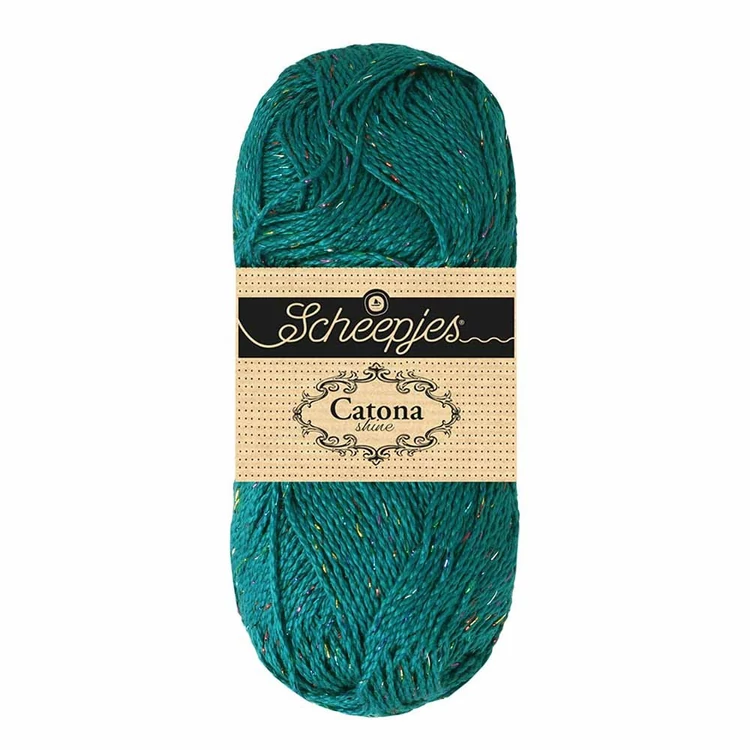 Scheepjes Catona Shine - 401 Dark Teal - Rainbow - csillogós pamut fonal