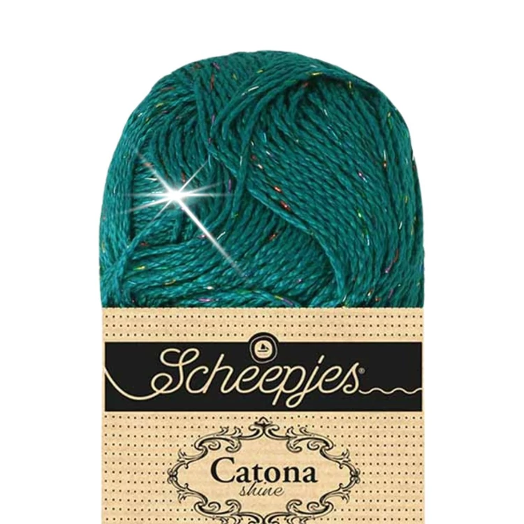 Scheepjes Catona Shine - 401 Dark Teal - Rainbow - csillogós pamut fonal