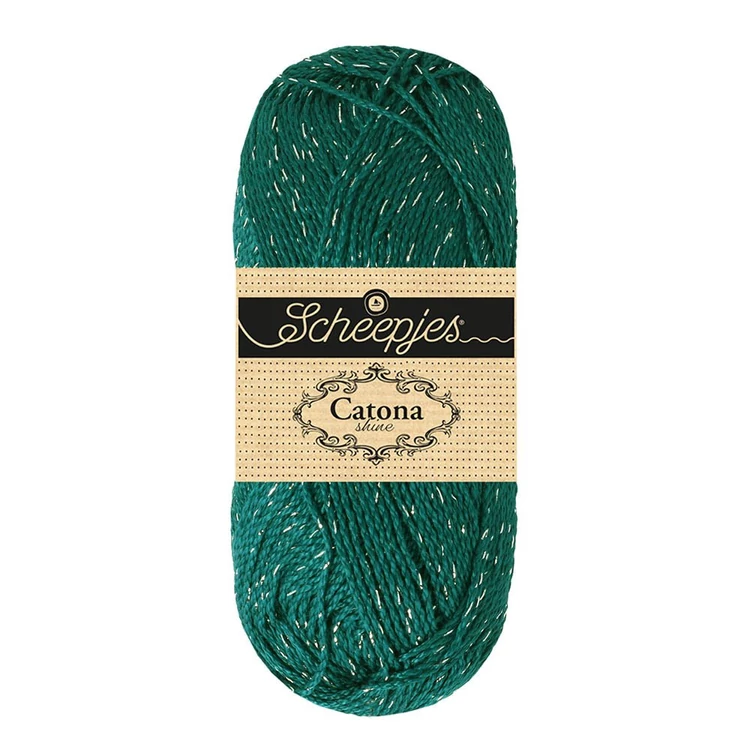 Scheepjes Catona Shine - 401 Dark Teal - Silver - pamut fonal