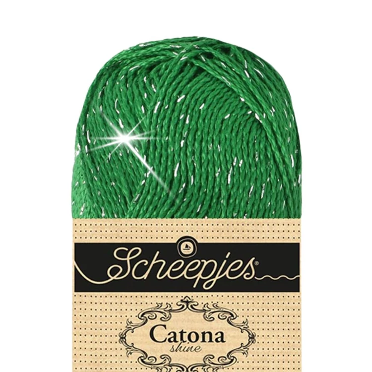 Scheepjes Catona Shine - 515 Emerald - Silver - csillogós pamut fonal