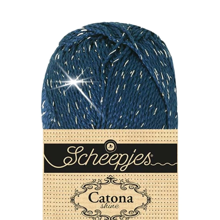 Scheepjes Catona Shine - 527 Midnight Silver - ezüstösen csillogó pamut fonal