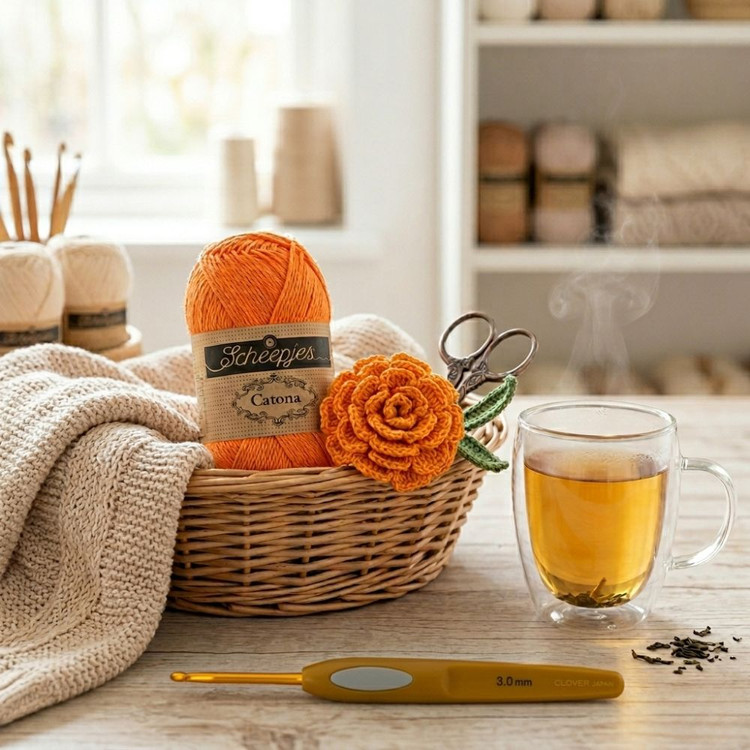 Scheepjes Catona 080 Marigold - narancssárga pamut fonal