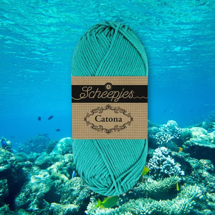 Scheepjes Catona 091 Bright Teal cotton yarn - ragyogó türkiz pamut fonal
