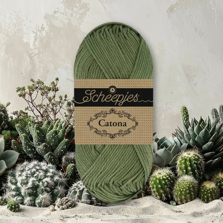 Scheepjes Catona 097 Cactus - fakózöld pamut fonal Scheepjes Catona 097 Cactus - fakózöld pamut fonal