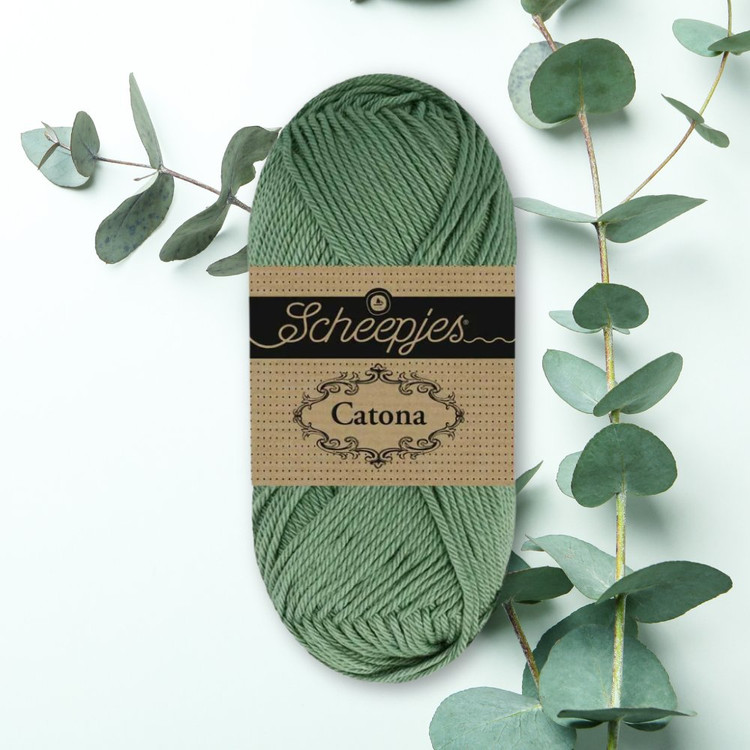 Scheepjes Catona 102 Eucalyptus - matt zöld pamut fonal Scheepjes Catona 102 Eucalyptus - matt zöld pamut fonal