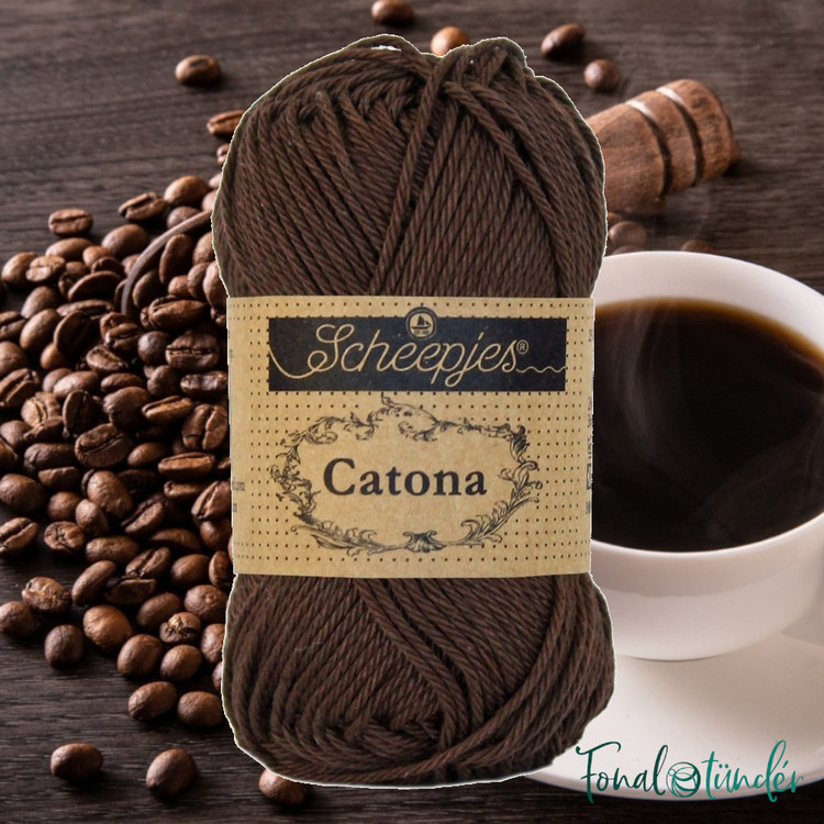 Scheepjes Catona 162 Black Coffee - kávébarna pamut fonal