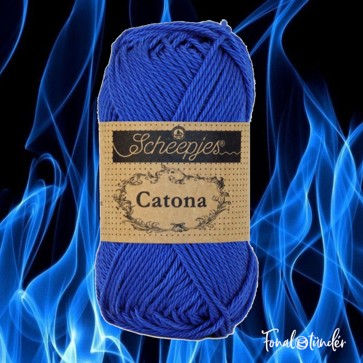 Scheepjes Catona 201 Electric Blue - neon blue cotton yarn