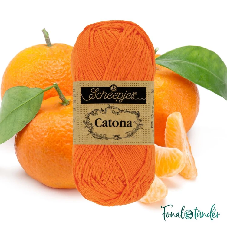 Scheepjes Catona 281 Tangerine - pamut fonal  - cotton yarn - 02