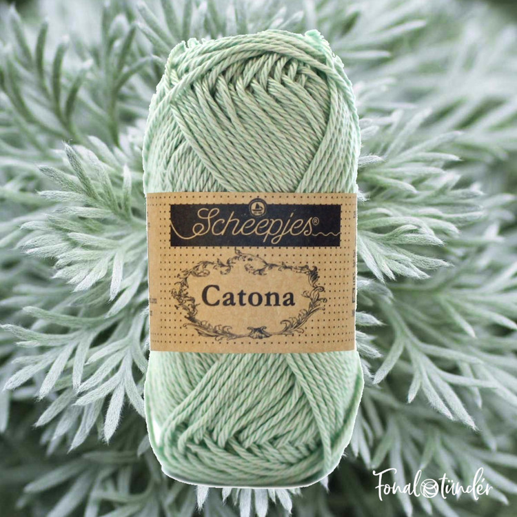 Scheepjes Catona 402 Silver Green - zöldes ezüstszürke pamut fonal Scheepjes Catona 402 Silver Green - zöldes ezüstszürke pamut fonal