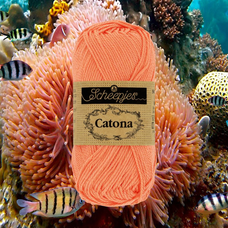 Scheepjes Catona 410 Rich Coral - korall színű pamut fonal Scheepjes Catona 410 Rich Coral - korall színű pamut fonal