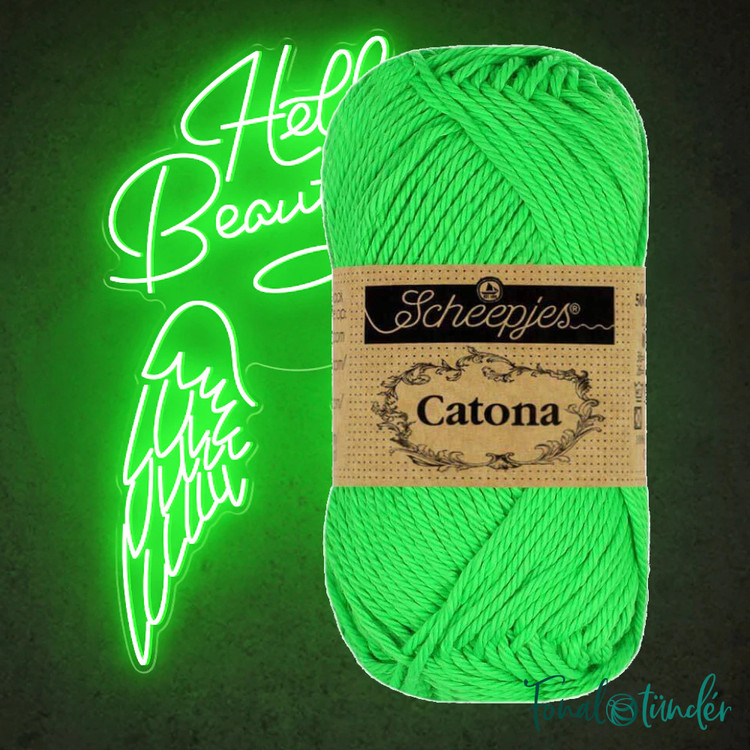 Scheepjes Catona 602 Neon Green - neonzöld pamut fonal Scheepjes Catona 602 Neon Green - neonzöld pamut fonal