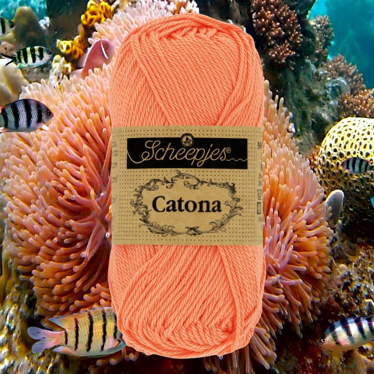 Scheepjes Catona 410 Rich Coral - korall színű pamut fonal - 50gramm
