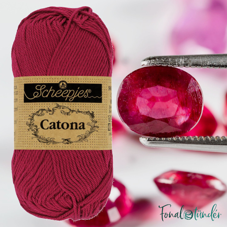 Scheepjes Catona 517 Ruby - rubinvörös pamut fonal - 50gramm