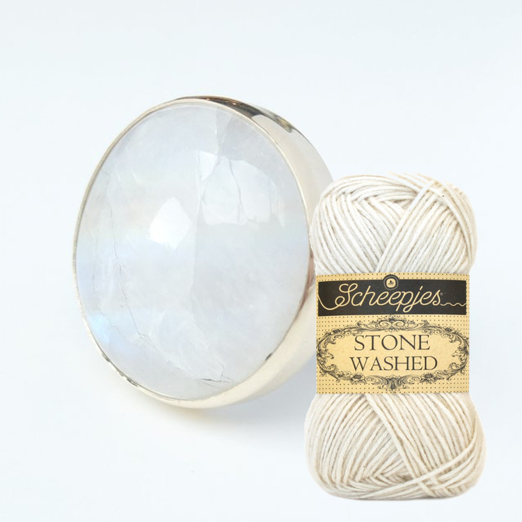 Scheepjes Stone Washed 801 Moon Stone - fehér pamut keverék fonal Scheepjes Stone Washed 801 Moon Stone - fehér pamut keverék fonal