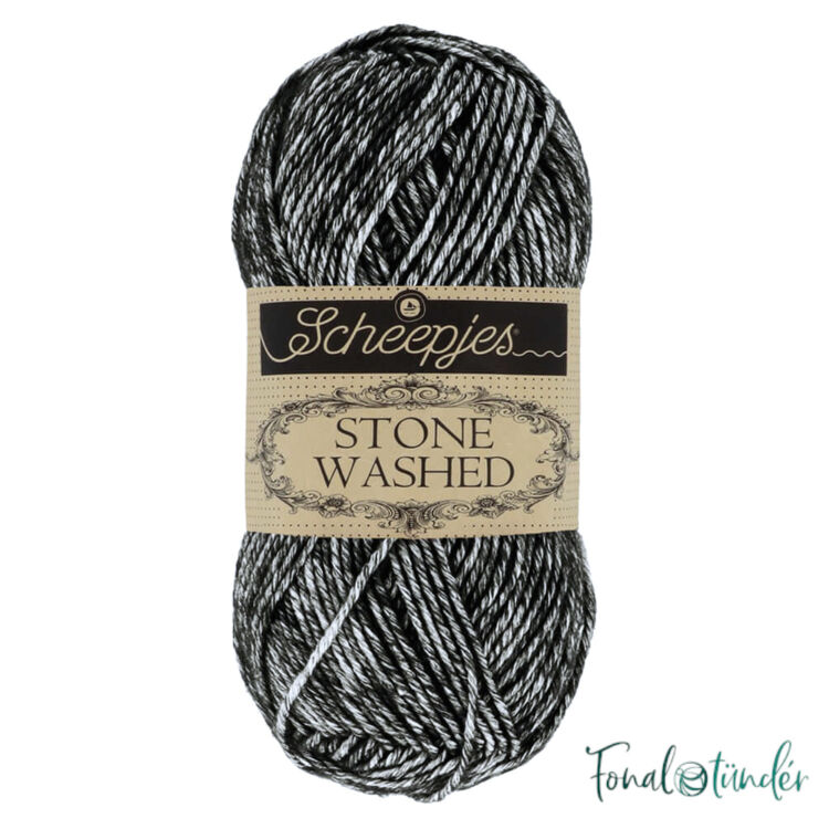 Scheepjes Stone Washed 803 - Black Onyx - pamut fonal - cotton yarn