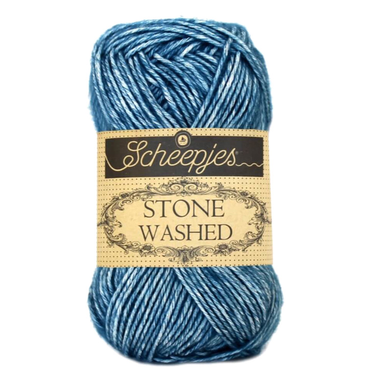 Scheepjes Stone Washed 805 Blue Apatite - kék pamut keverék fonal