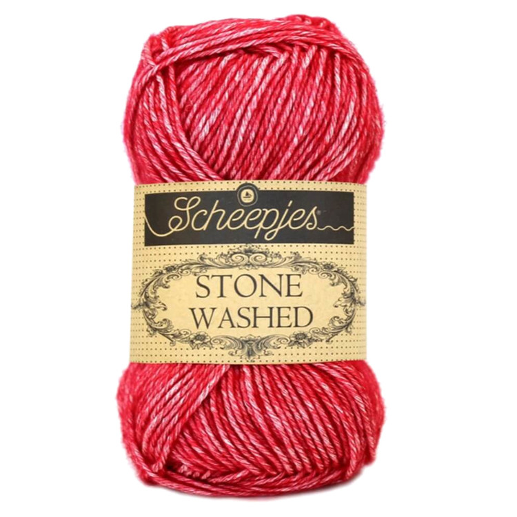 Scheepjes Stone Washed 807 Red Jasper - vörös pamut keverék fonal
