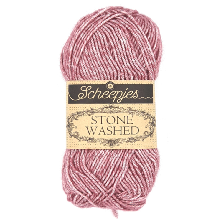 Scheepjes Stone Washed 808 Corundum Ruby - lilás-vörös pamut fonal