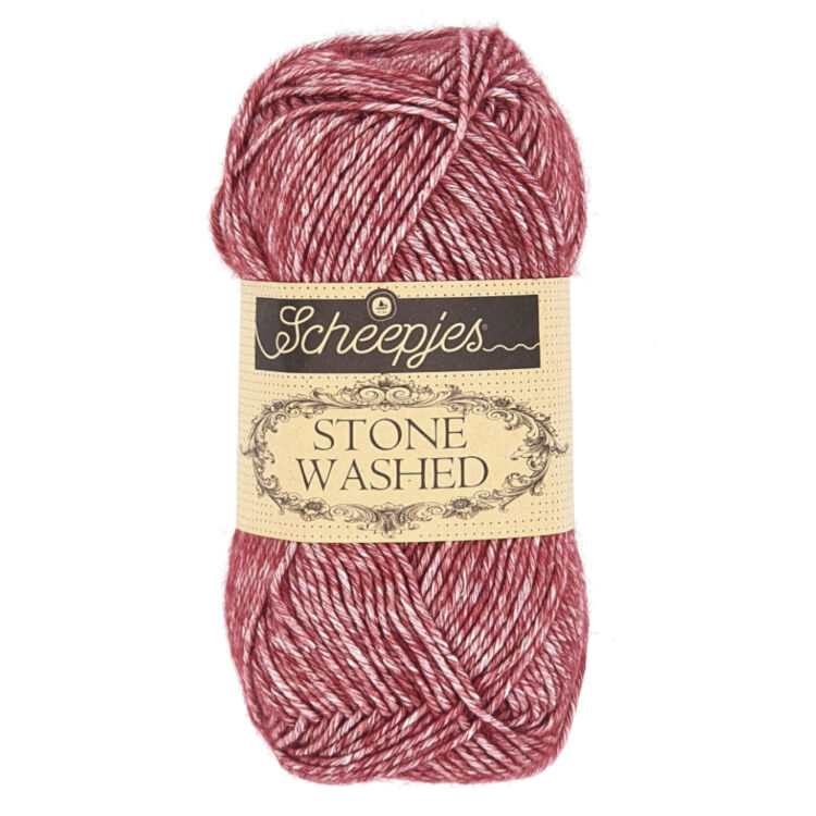 Scheepjes Stone Washed 810 Garnet - lila pamut fonal - purple cotton yarn