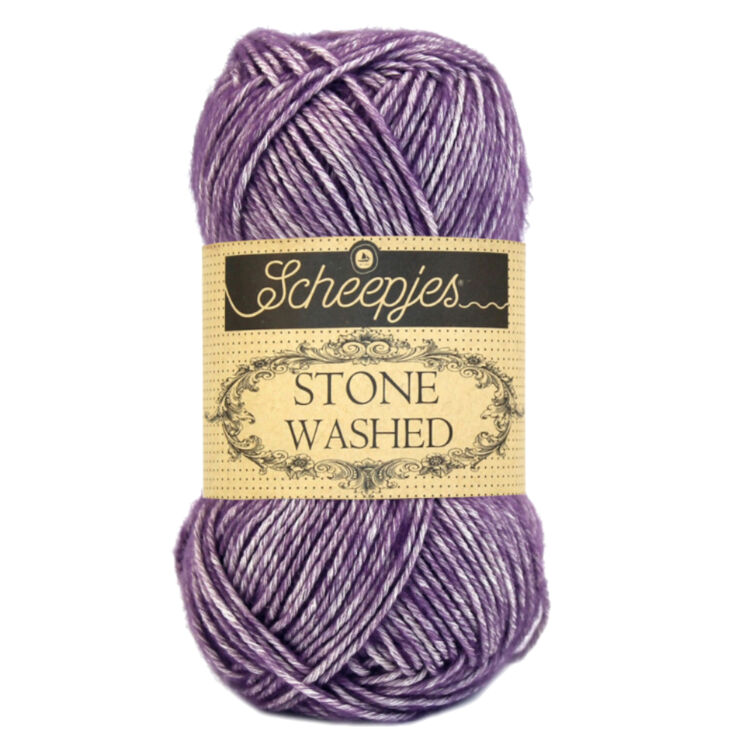 Scheepjes Stone Washed 811 Deep Amethyst - lila pamut fonal - purple cotton yarn