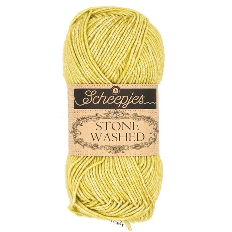 Scheepjes Stone Washed 812 Lemon Quartz - citromzöld pamut fonal - green cotton yarn
