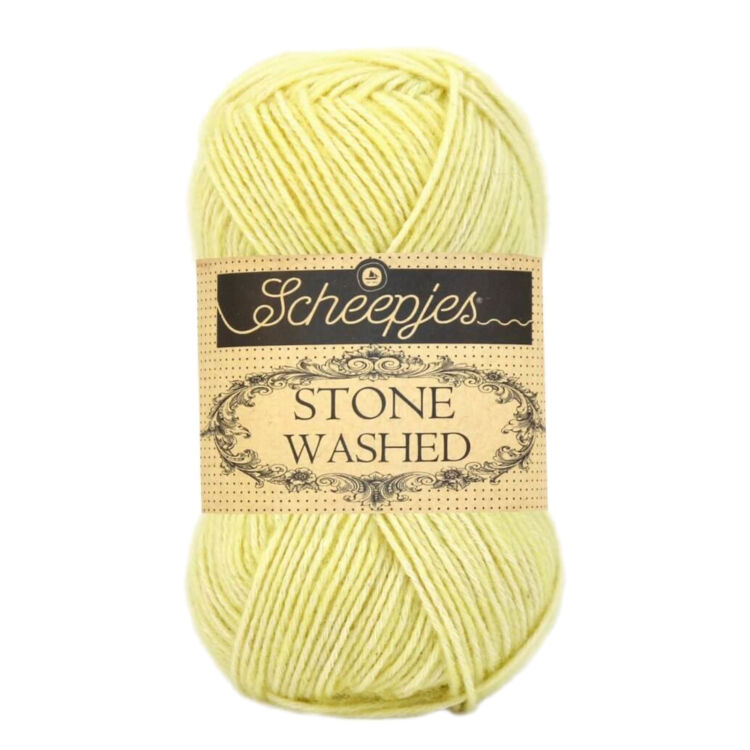 Scheepjes Stone Washed 817 Citrine - citromsárga pamut fonal - light-yellow cotton yarn