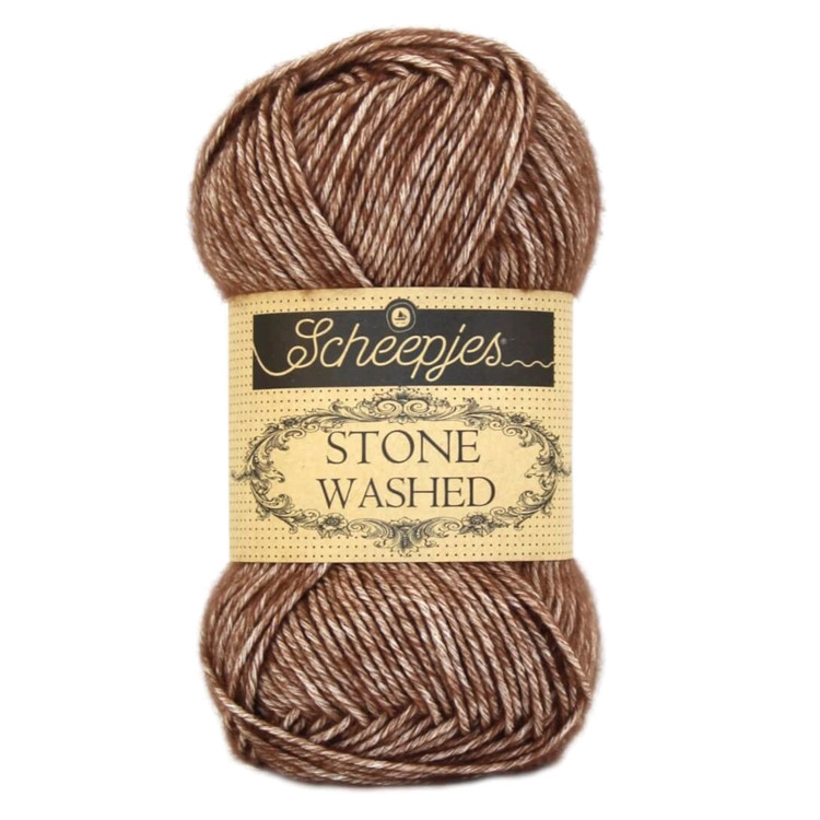 Scheepjes Stone Washed 822 Brown Agate - barna pamut keverék fonal