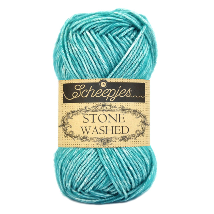 Scheepjes Stone Washed 824 Turquoise - türkizkék pamut keverék fonal