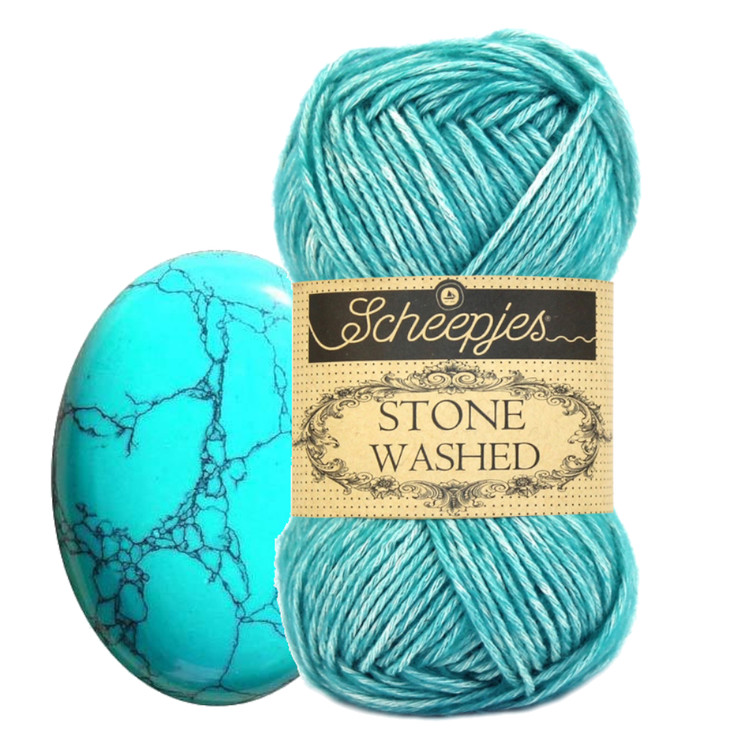 Scheepjes Stone Washed 824 Turquoise - türkizkék pamut keverék fonal Scheepjes Stone Washed 824 Turquoise - türkizkék pamut keverék fonal