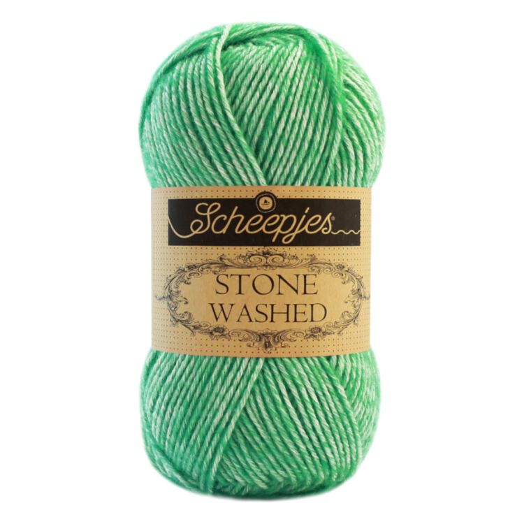 Scheepjes Stone Washed 826 Forsterite - zöld pamut fonal - green cotton yarn