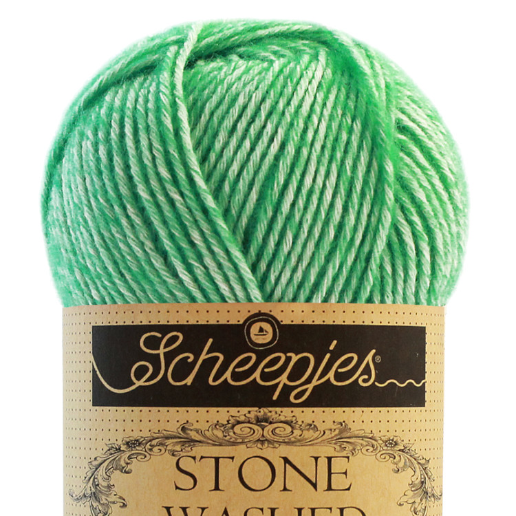 Scheepjes Stone Washed 826 Forsterite - élénk zöld pamut keverék fonal Scheepjes Stone Washed 826 Forsterite - élénk zöld pamut keverék fonal