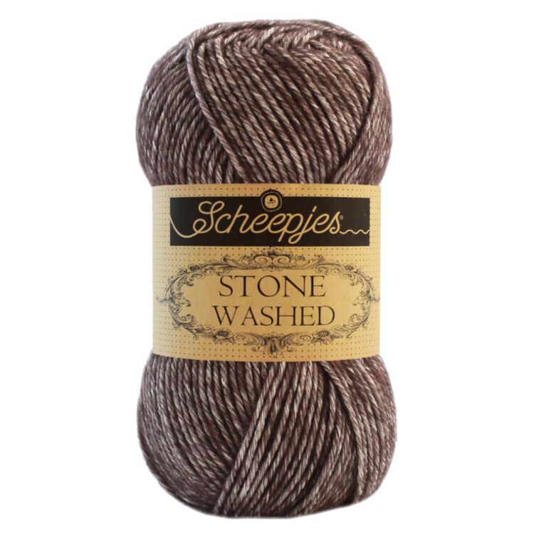 Scheepjes Stone Washed 829 Obsidian - barna pamut fonal - brown cotton yarn