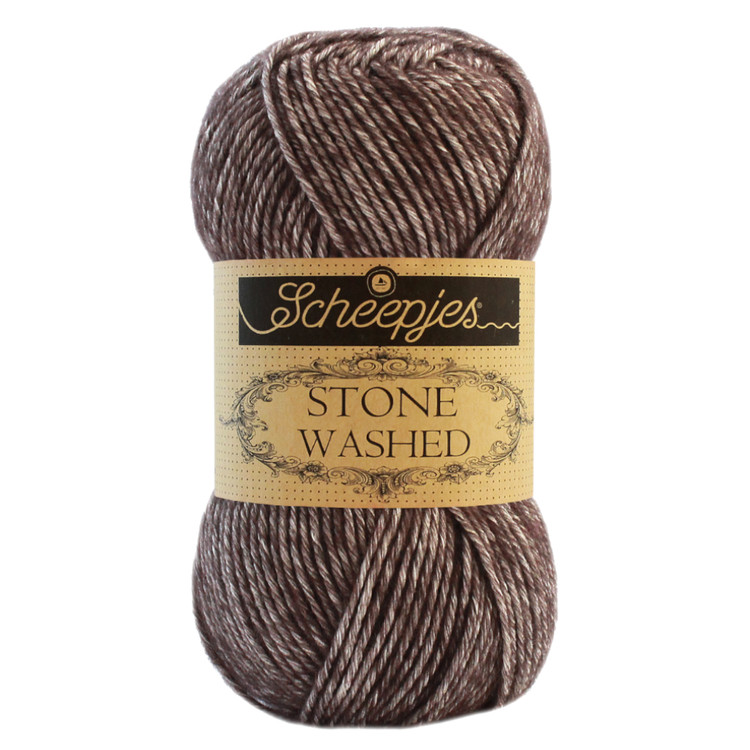 Scheepjes Stone Washed 829 Obsidian - barna pamut keverék fonal