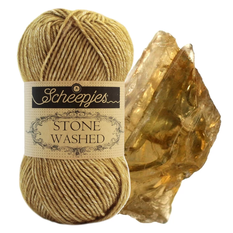 Scheepjes Stone Washed 832 Enstatite - aranybarna pamut-akril fonal - golden brown cotton based yarn
