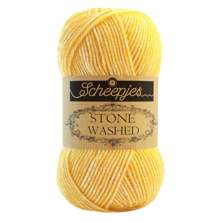 Scheepjes Stone Washed 833 Beryl - nap-sárga pamut fonal - sun-yellow cotton yarn