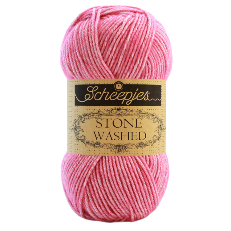 Scheepjes Stone Washed 836 Tourmaline - rózsaszín pamut keverék fonal