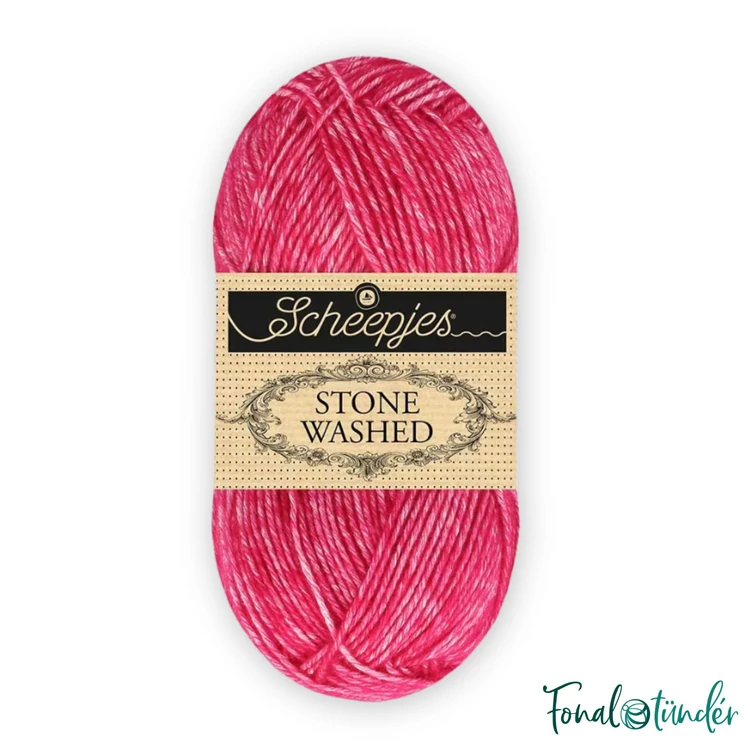 Scheepjes Stone Washed 839 Eudialyte - élénk rózsaszín pamut fonal - pink yarn